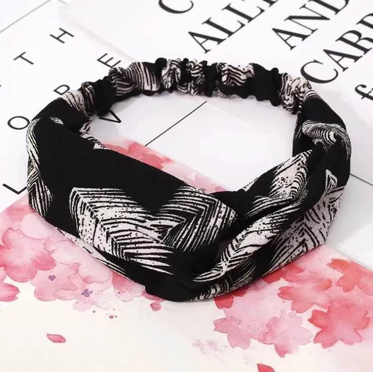 Women Retro Style Knotted Hairband floral Print Cross Headband - EX-STOCK Canada