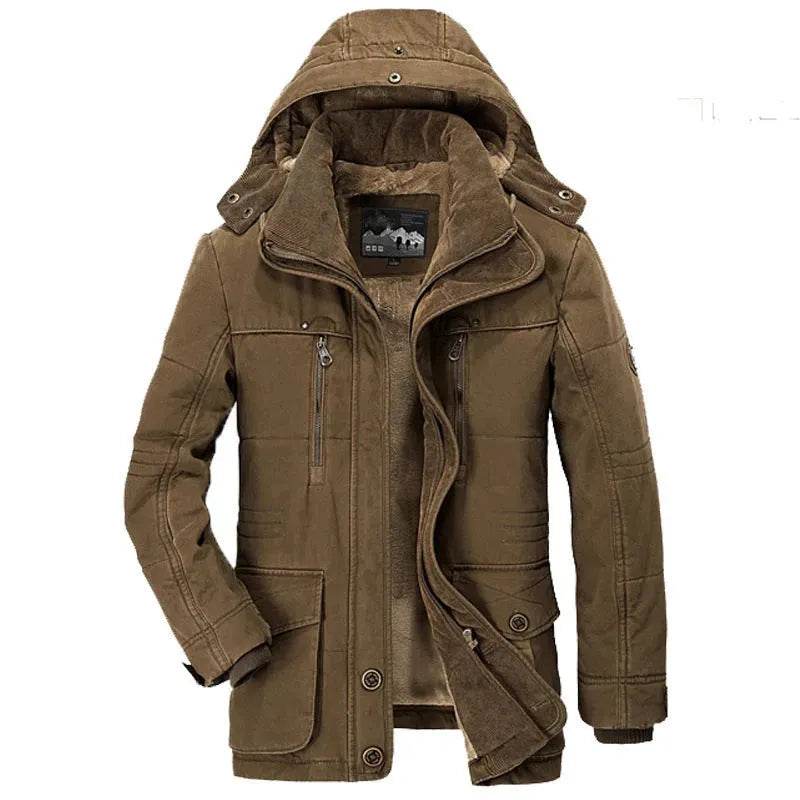 Thickened multi-pocket hooded men's cotton coat - EX-STOCK Canada