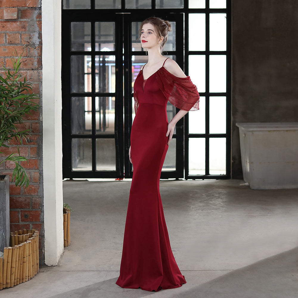Bride Long Suspender Appreciation Dinner Party Slim-fit Fishtail Skirt Dress EX-STOCK Canada