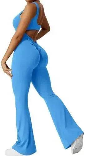 Women Sleeveless Flare Long Pant Yoga Fitness Jumpsuits - EX-STOCK Canada