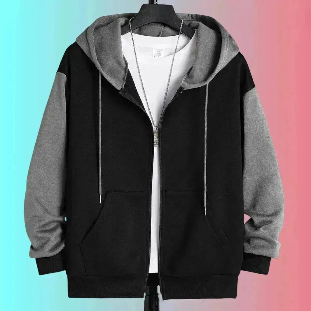Sweat à capuche à fermeture éclair et veste de loisirs masculin et de loisirs