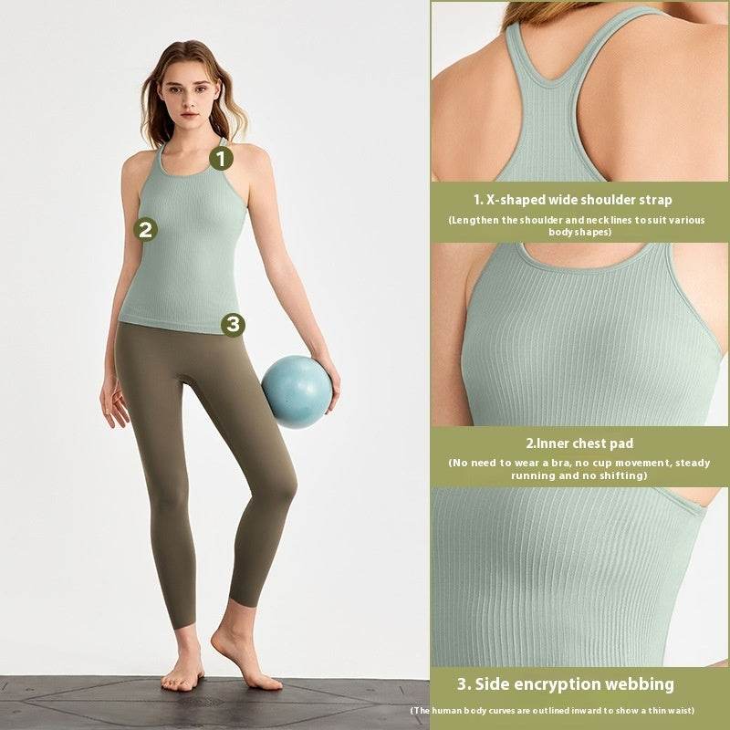 yoga clothes sleeveless Vest With Chest Pad Workout Top - EX-STOCK Canada