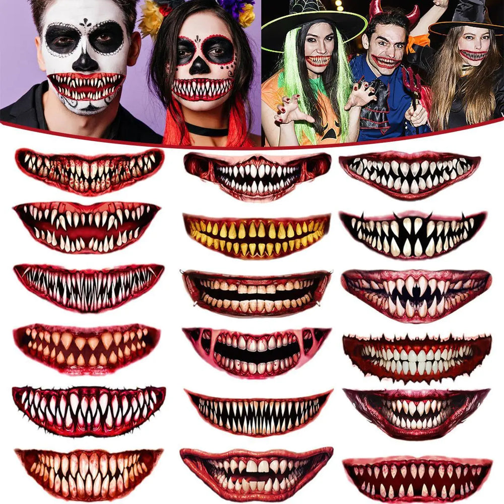 18 Pieces Of Scary And Realistic Design Halloween Temporary Tattoo Stickers - EX-STOCK Canada