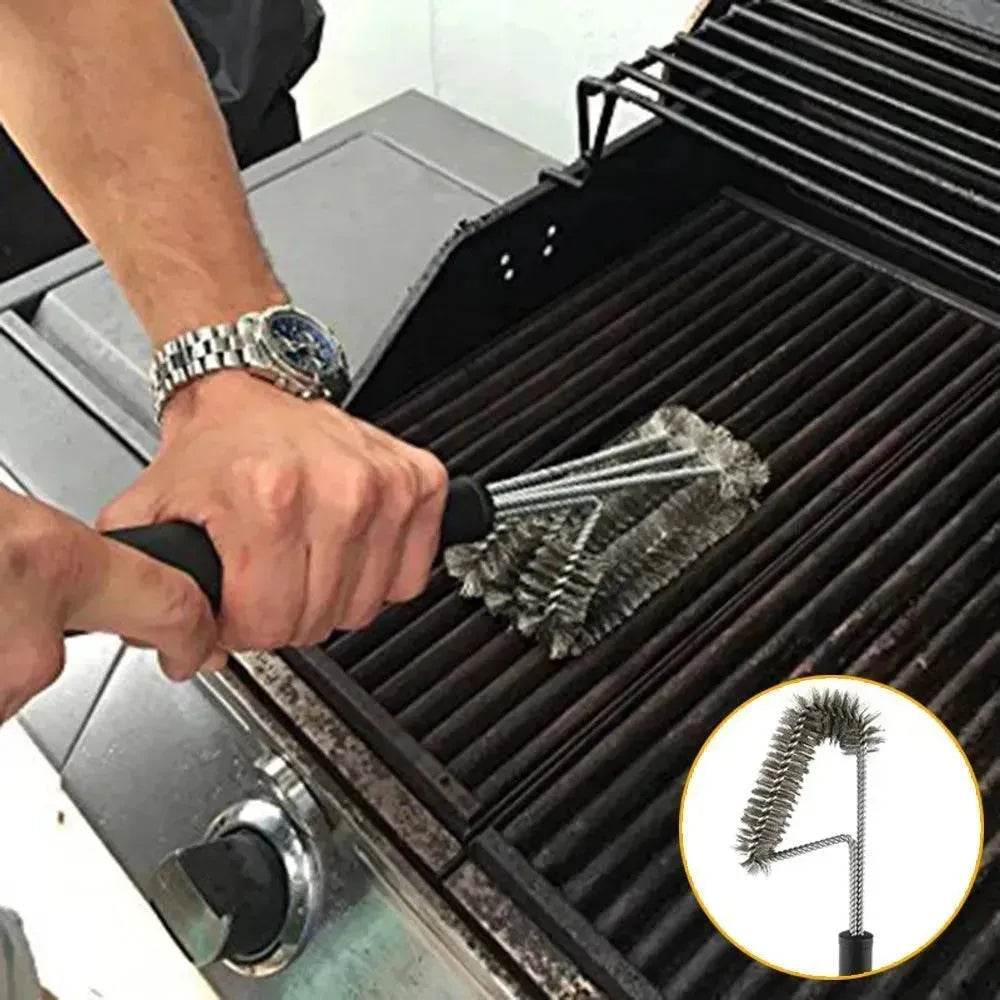 18-inch Three-head Barbecue Grill Cleaning Brush Steel Wire Oven Outdoor BBQ Tools - EX-STOCK Canada