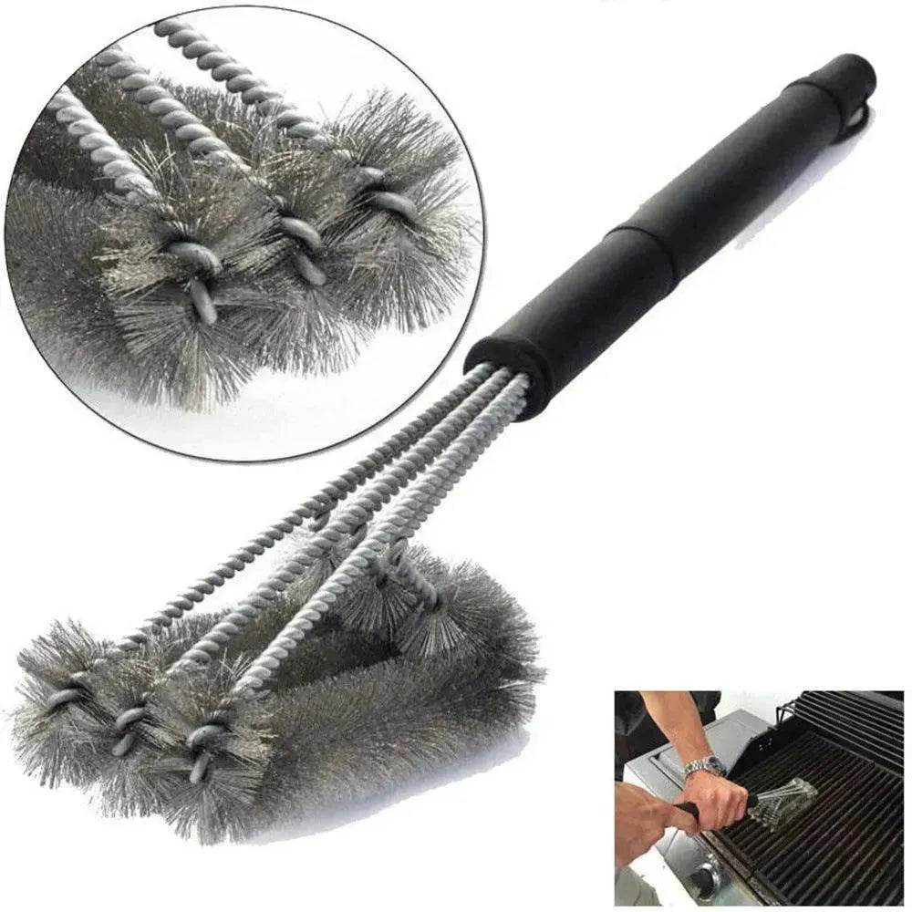 18-inch Three-head Barbecue Grill Cleaning Brush Steel Wire Oven Outdoor BBQ Tools - EX-STOCK Canada