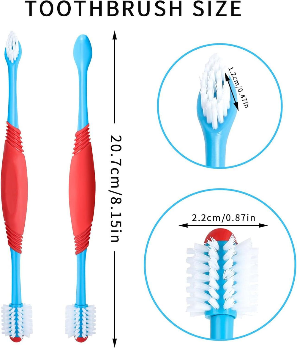 Brosse à dents pour chien 360 degrés Brosse à dents pour chien, kit de brossage à double tête Brosse à dents antidérapante pour chiens et chats Nettoyage des dents Brosse à dents pour animaux Soins dentaires