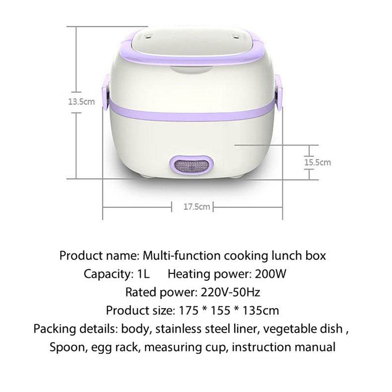 Multi-Function Electric Cooking Lunch Box – Portable & Heated - EX-STOCK Canada