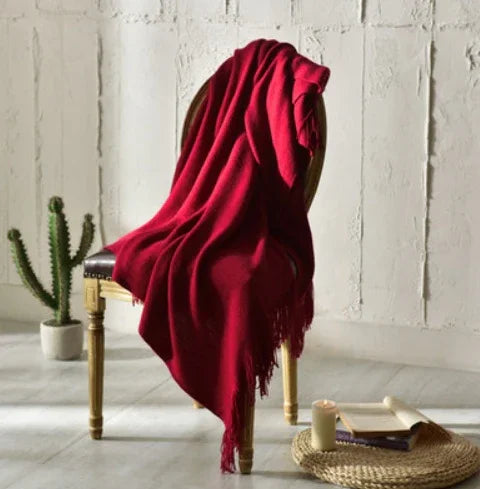 Manta pequeña de punto con flecos, manta para siesta, manta para sofáEX-STOCK Canada