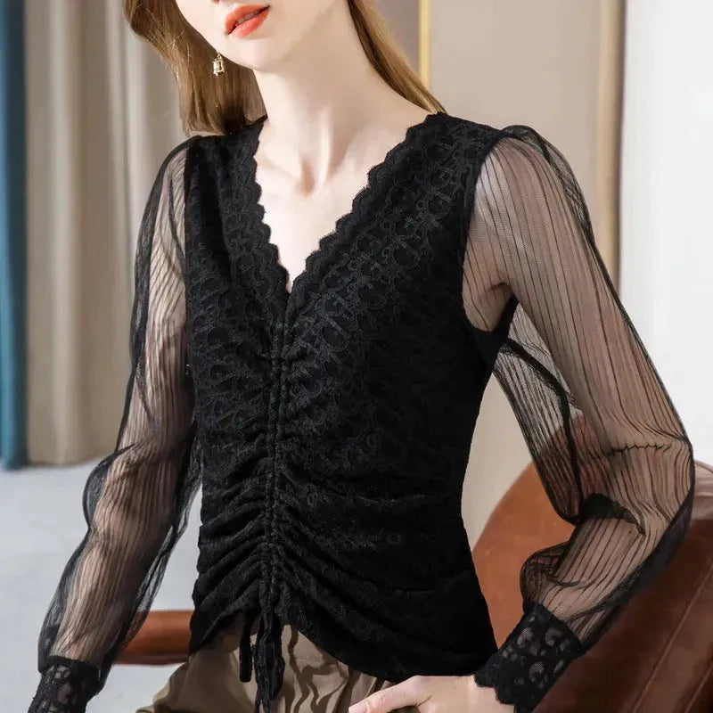 Summer Women Temperament Work Office lace blouse top - EX-STOCK CANADA