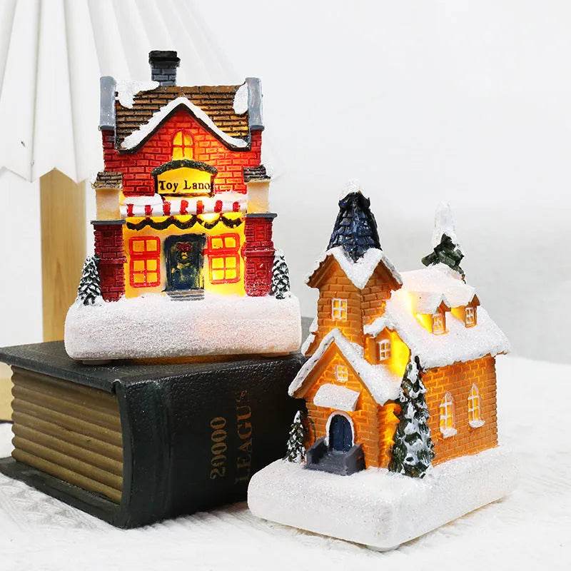 Christmas Decorations Resin Small House Luminous Ornaments - EX-STOCK Canada