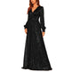 Elegant Dinner Sequined Long Sleeve V-neck High Waist Evening Dress EX-STOCK Canada
