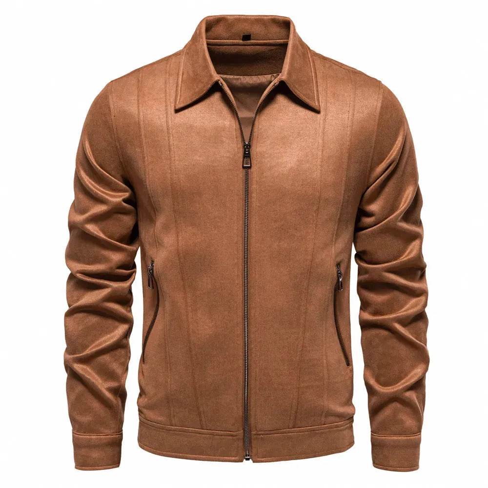 Fashion Lapel Zipper Jacket Autumn And Winter Solid Suede Coat Men's Clothing Outdoor - EX-STOCK Canada