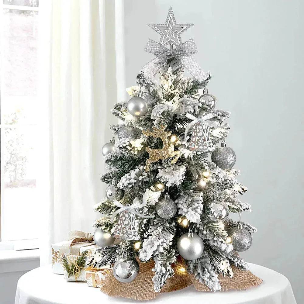 2ft Mini Christmas Tree Decoration With Flocked Snowflakes, Xmas Ornaments For Table Top For Home & Office - EX-STOCK Canada