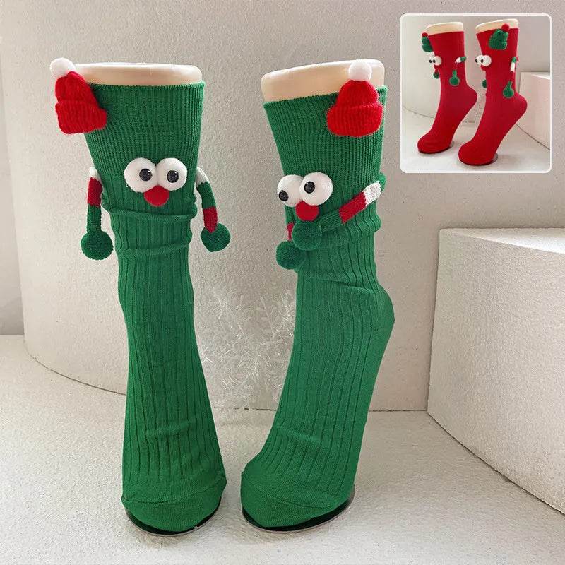 Cute Cartoon Christmas Socks Solid Cotton Middle-tube Stockings For Adults And Children - EX-STOCK Canada