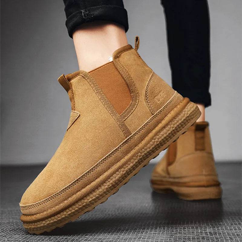 Winter Fleece Snow Boots Round-toed Flat Shoes Casual Warm Sports Shoes Men Ankle Boot - EX-STOCK Canada