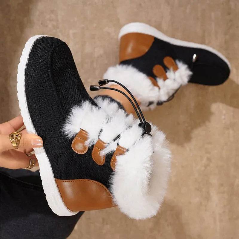 Fashion Round Toe Snow Boots Winter Warm Plush Flat Cotton Shoes Versatile Simple Short Boot For Women - EX-STOCK Canada