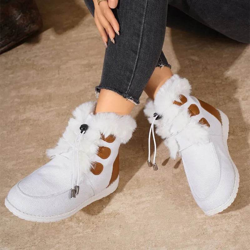 Fashion Round Toe Snow Boots Winter Warm Plush Flat Cotton Shoes Versatile Simple Short Boot For Women - EX-STOCK Canada
