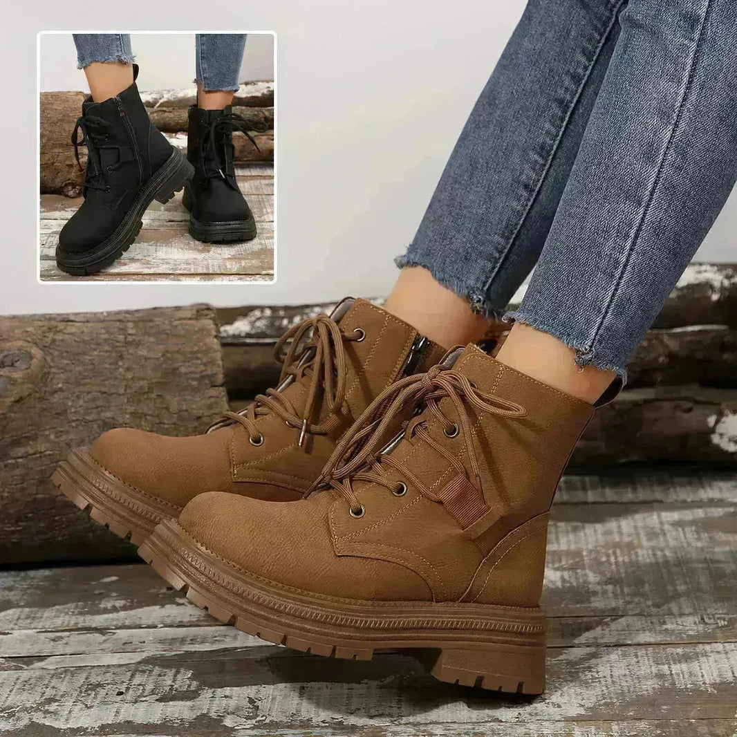 Bottes à lacets à talons carrés pour les femmes automne-match Slim Shoes Fashion Boot
