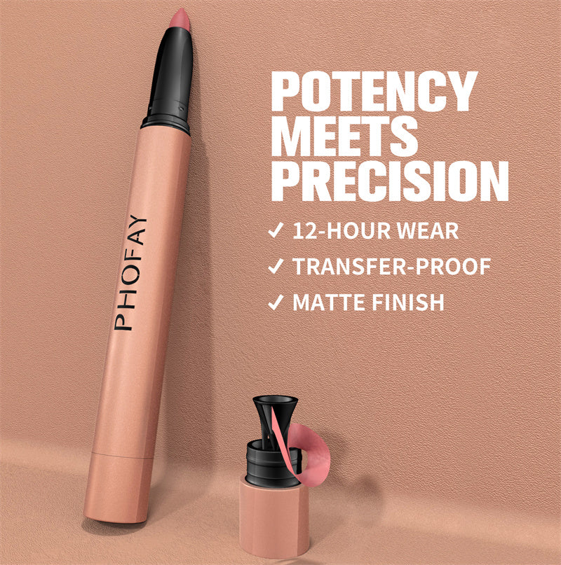 PHOFAY Matte Lip Liner Lipstick Pen – 8 Shades + Full Set