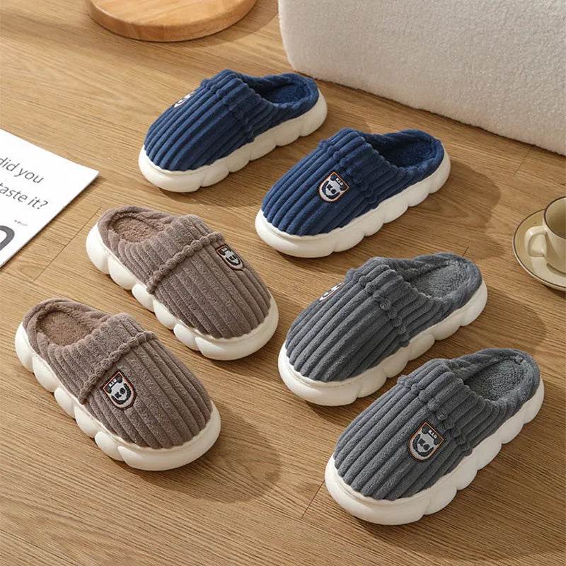 Winter Corduroy Slippers Home Bedroom Floor Plush Shoes Fashion Solid Color Non-slip Slippers For Women Men - EX-STOCK Canada