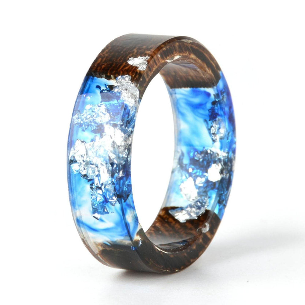 Handmade DIY romantic dry flower Real wood resin ring gold / silver paper inside ring women wedding party ring gifts for the lover - EX-STOCK Canada