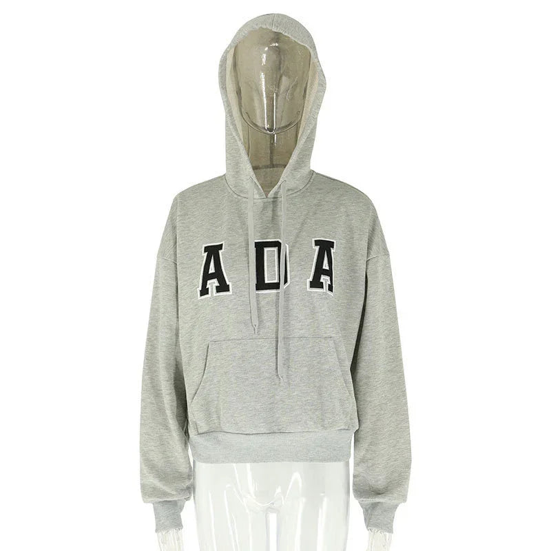 Casual And Versatile Letter Loose Hoodie With Fleece Lining For Women EX-STOCK Canada