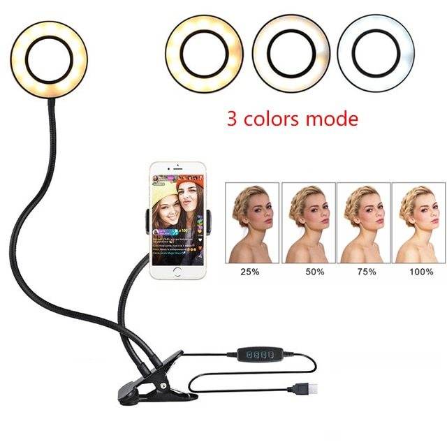Live Streaming Light - LED Selfie Ring Light for Live Adjustable Makeup Light-8cm Stand - EX-STOCK Canada