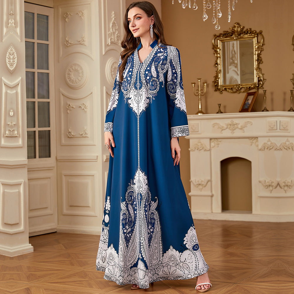 Robe décontractée musulmane à imprimé ample avec perlesEX-STOCK Canada