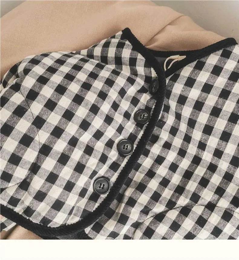 Elegant Cotton-padded All-matching Children's Baby girl Plaid Jacket top - EX-STOCK Canada