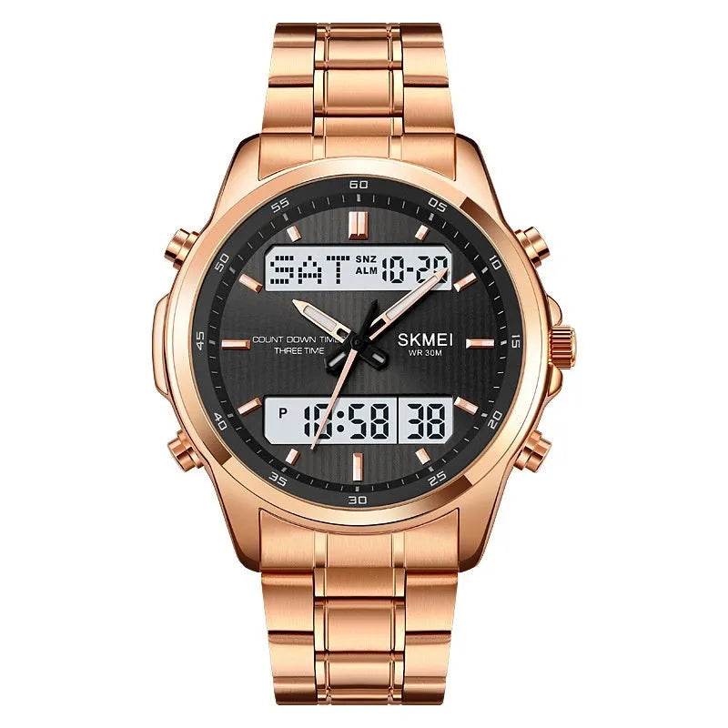 Multifunctional Men's Steel Strap Watch Double Display Sports - EX-STOCK Canada