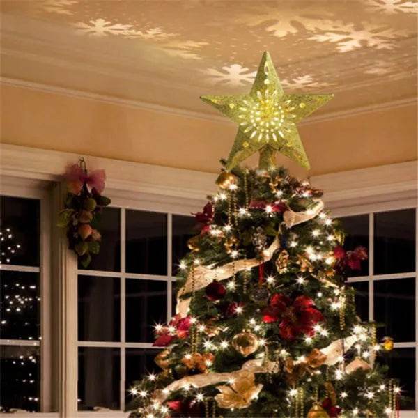 Christmas Tree Top Light Star Snowflake Shape LED Laser Projector Lights Christmas Tree Ornament - EX-STOCK Canada