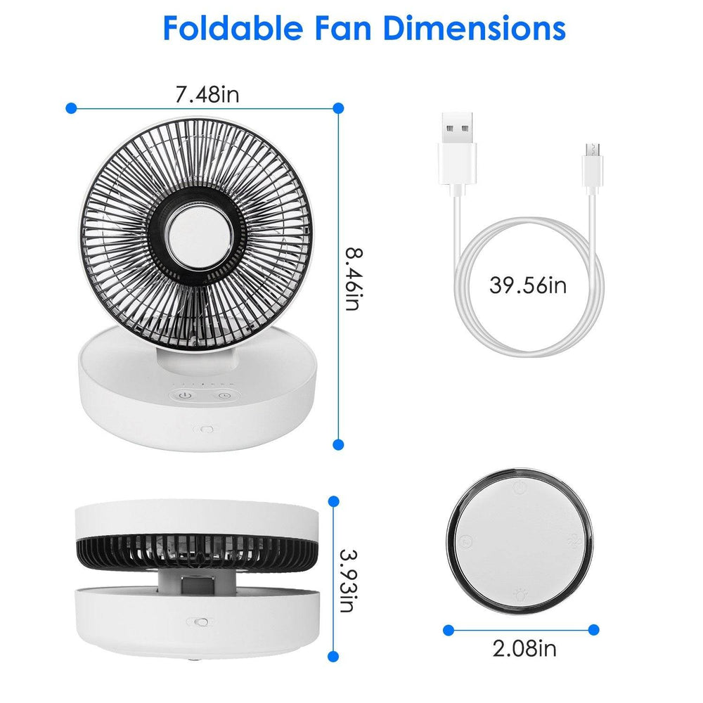 Foldable Rechargeable Portable Remote Control Desk Fan - EX-STOCK Canada