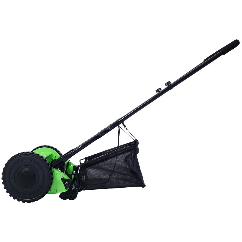 14 Inch 5-blade Hand Push Scroll Lawn Mower With Grass Device, Green EX-STOCK Canada