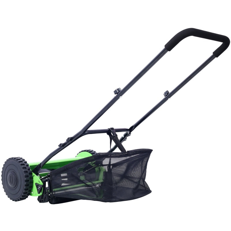 14 Inch 5-blade Hand Push Scroll Lawn Mower With Grass Device, Green EX-STOCK Canada
