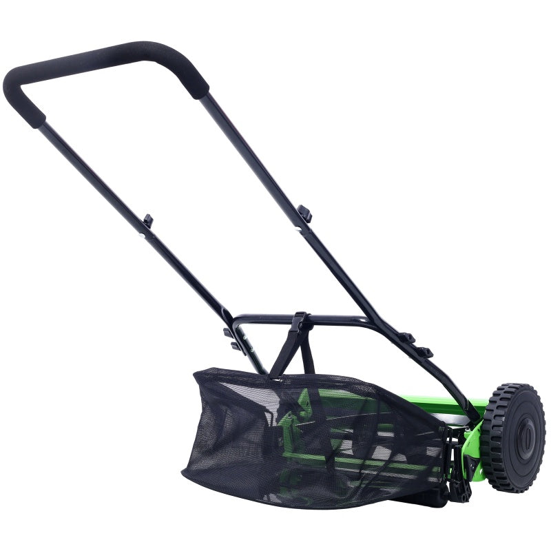 14 Inch 5-blade Hand Push Scroll Lawn Mower With Grass Device, Green EX-STOCK Canada