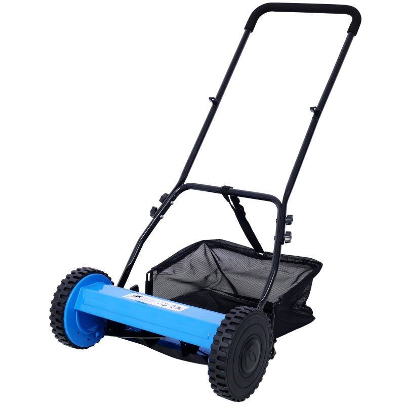 14 Inch 5-blade Hand Push Scroll Lawn Mower With Grass Device, Blue EX-STOCK Canada