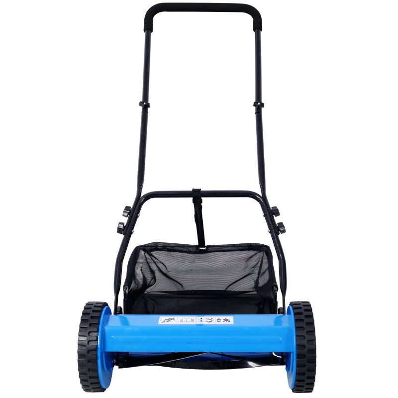 14 Inch 5-blade Hand Push Scroll Lawn Mower With Grass Device, Blue EX-STOCK Canada