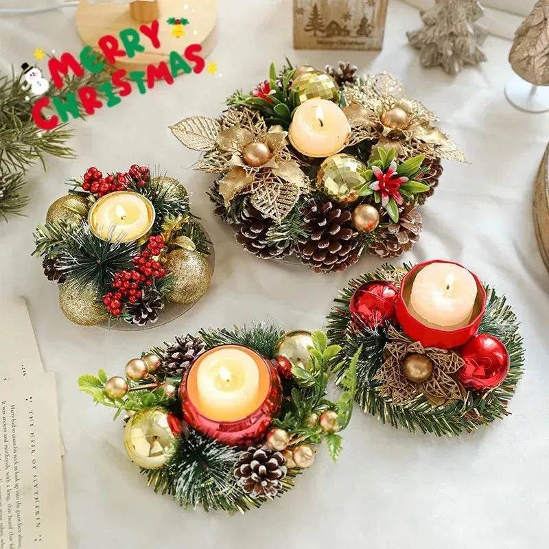 Christmas candle wreath Xmas New Year candle holders decors - EX-STOCK Canada