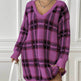 Deer Plush V-neck Long Sleeve Plaid Winter Jumper Mini dress - EX-STOCK Canada