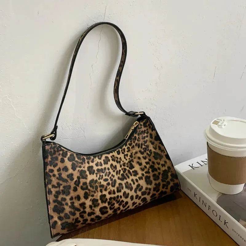 Fashionable Leather Small Leopard Print square underarm bag - EX-STOCK Canada