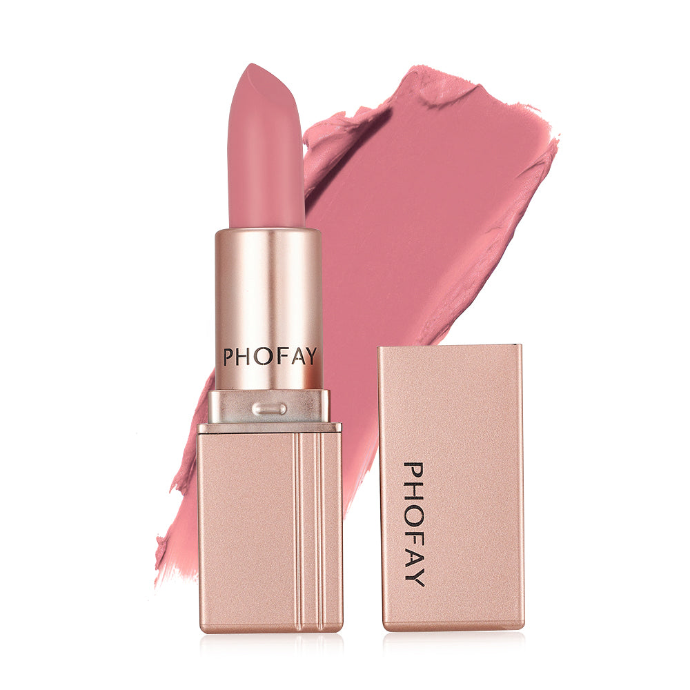 Pink lipstick with PHOFAY branding on a white background