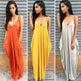 Plus size summer maxi dress beach vacation resort dress with pocket - EX-STOCK Canada