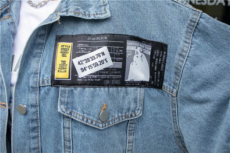 Personality Stitching Graffiti Patch Denim Loose Jacket Women EX-STOCK Canada