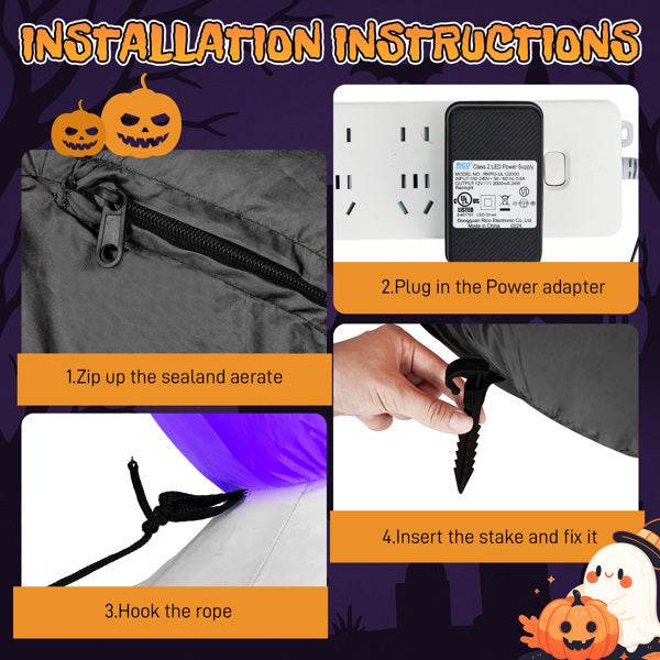 8.2ft Stacking Head Arch, 7pcs White LED Lights, Halloween Inflatable Decoration 12V - EX-STOCK Canada