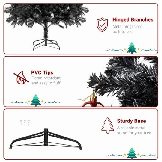 FCH 7ft 1500 Branch PVC Branch Iron Bracket Christmas Tree Black EX-STOCK Canada