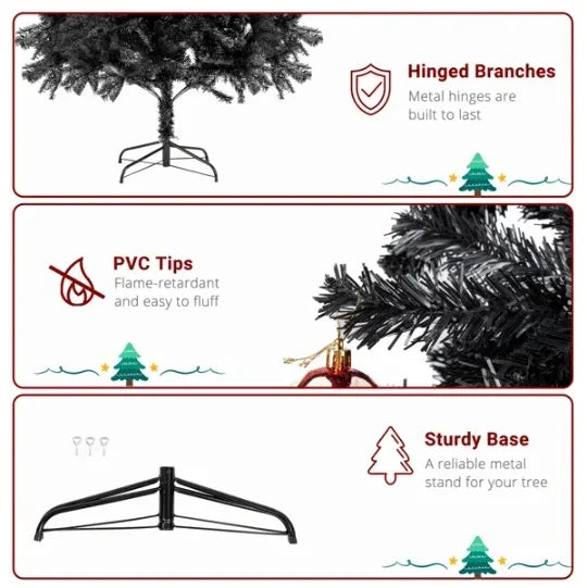 FCH 7ft 1500 Branch PVC Branch Iron Bracket Christmas Tree Black EX-STOCK Canada