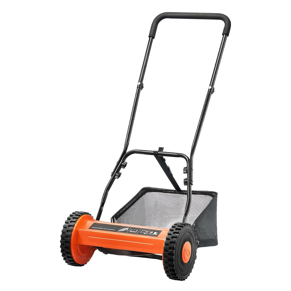 14' Handbetriebener Spindelrasenmäher mit 5 Klingen, verstellbarer Höhe, Grasfangkorb, 2 RäderEX-STOCK Canada