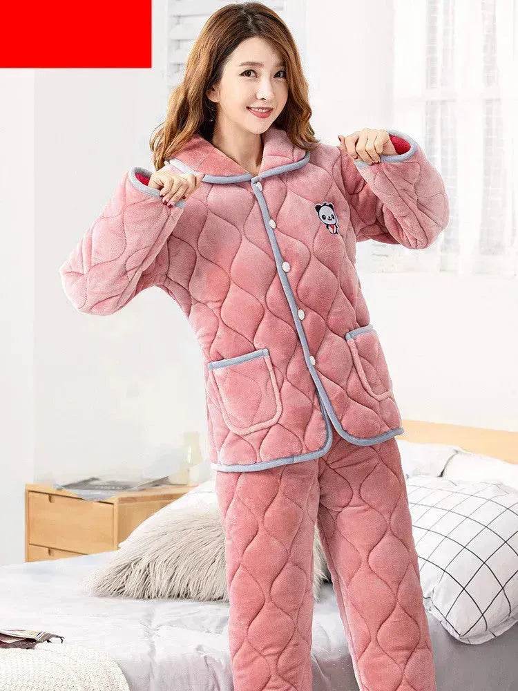 Plus Velvet Coral Winter Outfit Can Be Worn Outside Winter and Autumn pajamas and Sleepwear Loungewear - EX-STOCK Canada