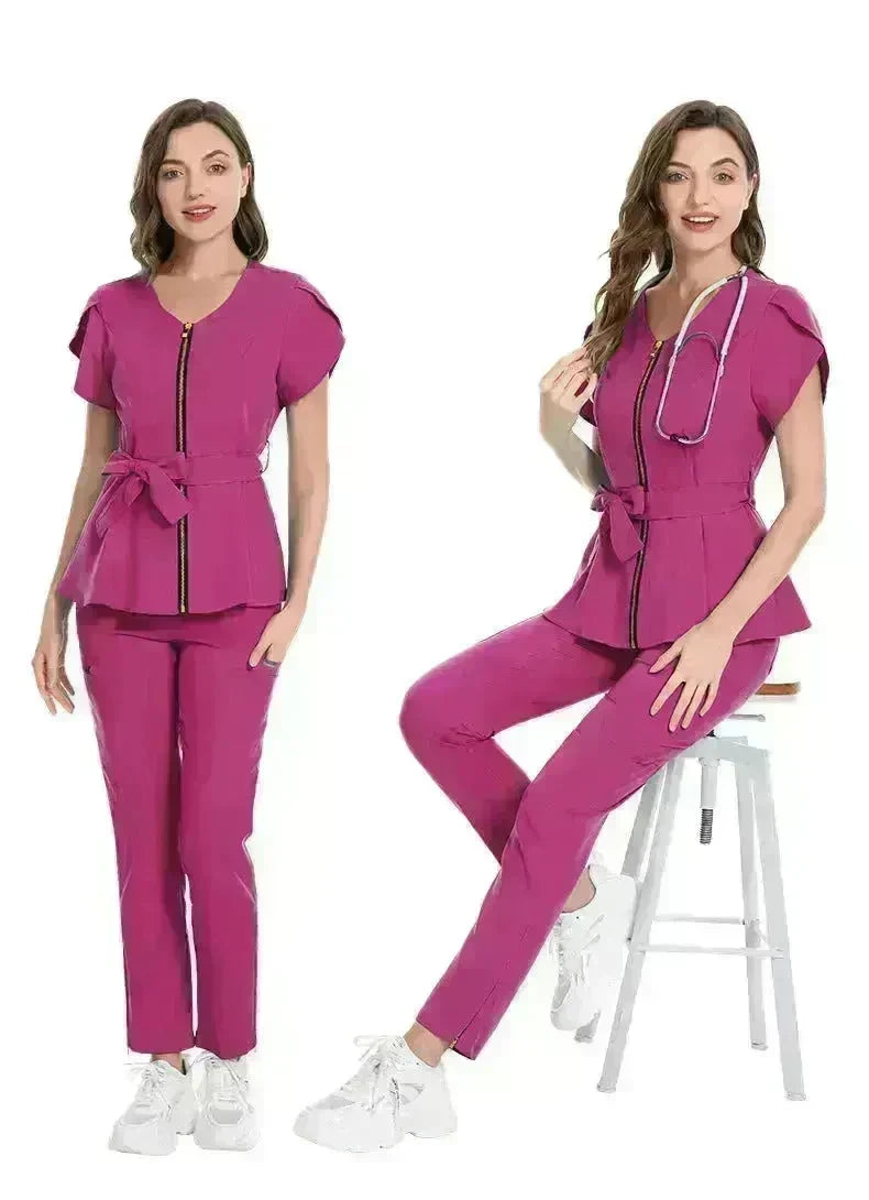 Nurse Lace-up Waist Retraction Surgical Gowns Female Separate Suit Hospital Short Sleeve Brush Hand Clothes Hand Washing Clothes - EX-STOCK CANADA