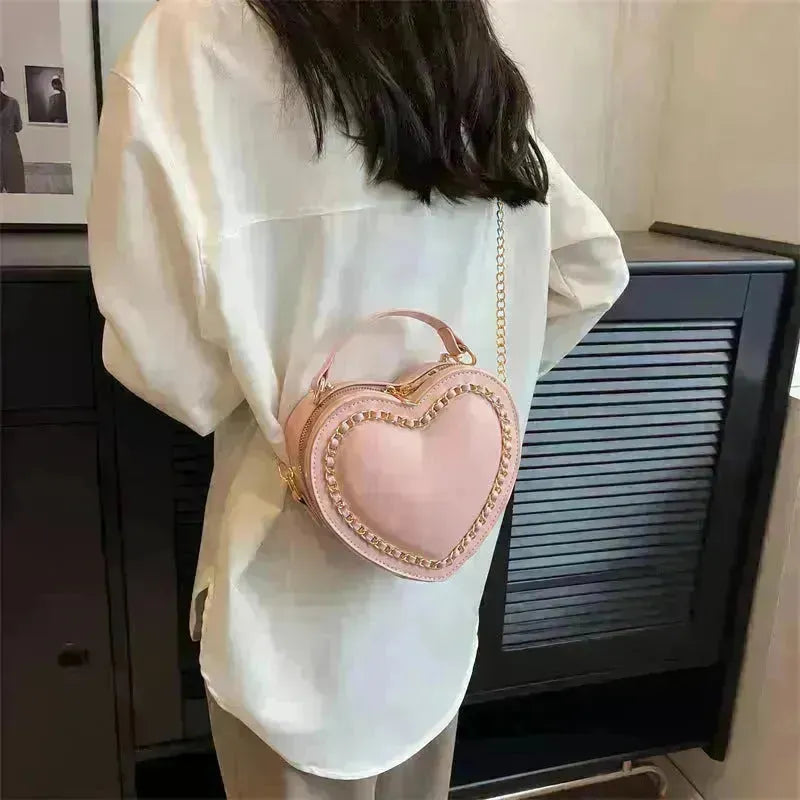 Borsa a tracolla a forma di cuore casual a forma di cuore da donna